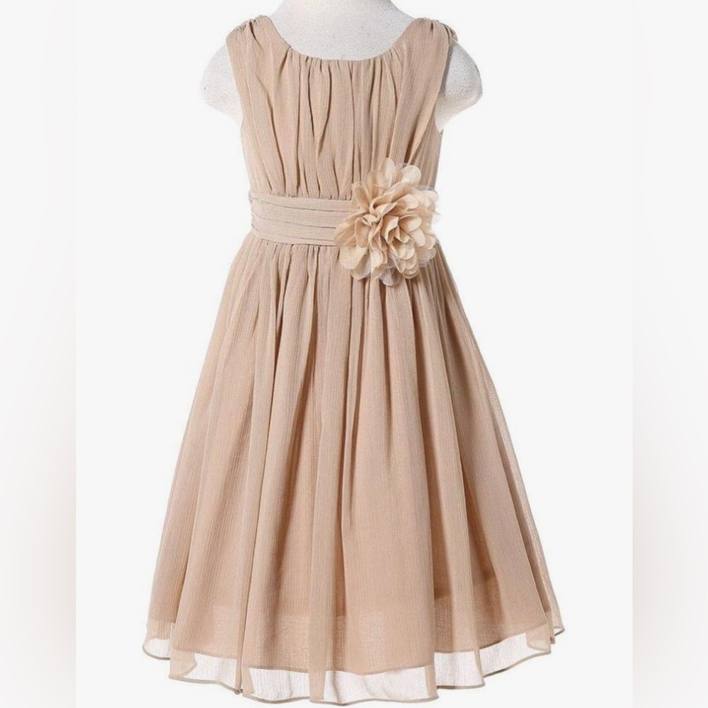 Beige Girls Flower girl formal dress. An elegant spring or fall dress! Size 5
